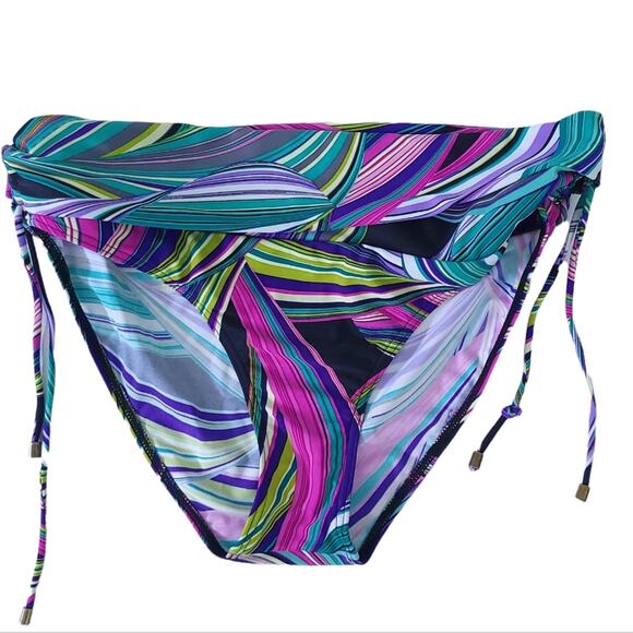 Bikini Bay Swimsuit Bottoms Multicolor Pink Purple Geometric Estimate Medium - Picture 1 of 3
